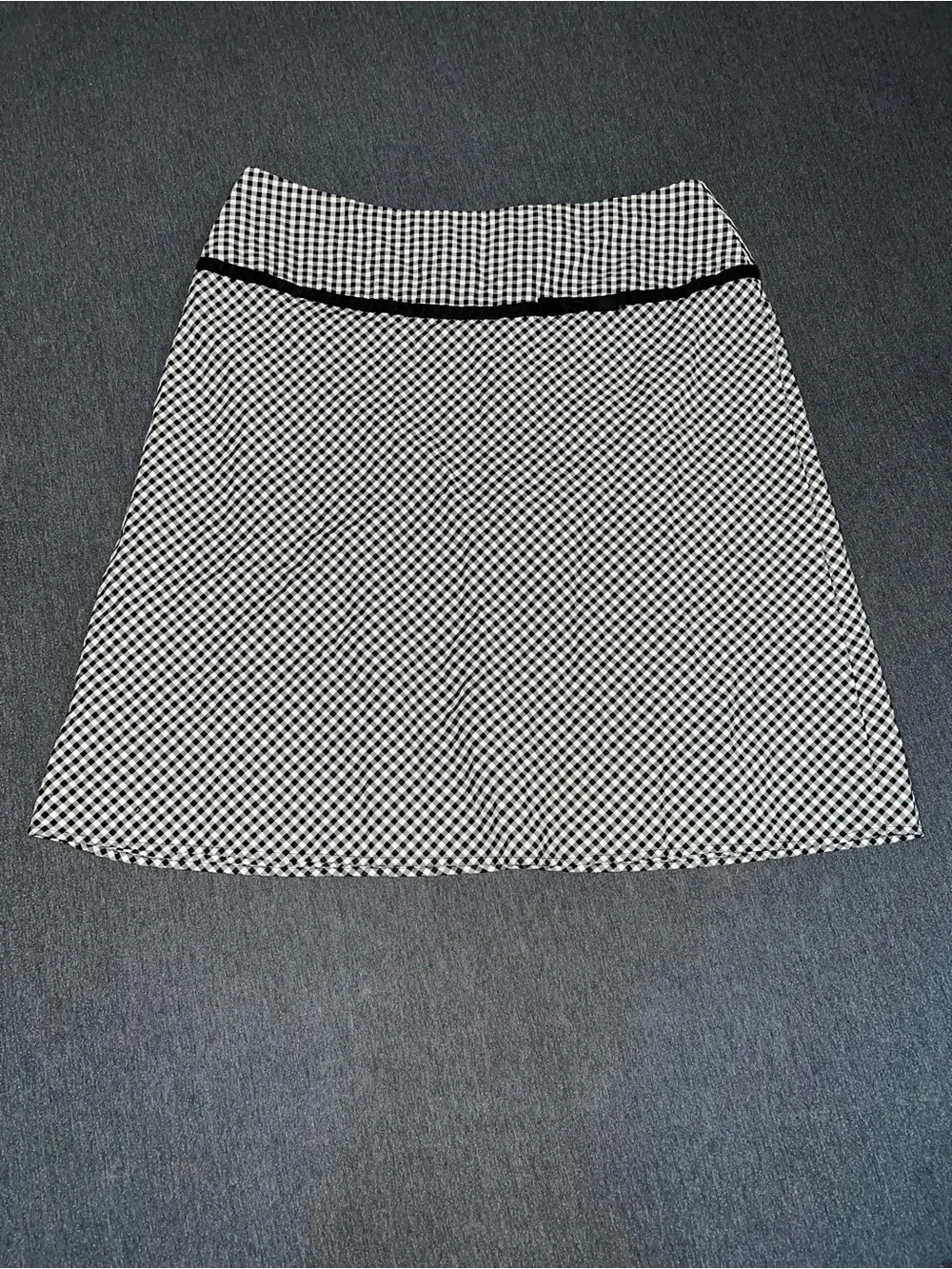 Focus 2000 Black and White Gingham A-Line Skirt with Trim